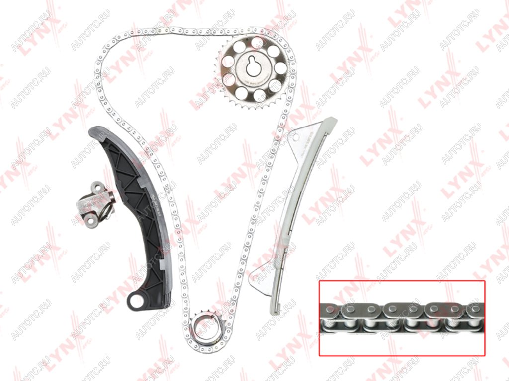 8 549 р. Комплект цепи ГРМ TOYOTA Yaris (05-) (1.0) (1 цепь+башмак натяж+успокоит+натяж+2 звезды) LYNX LYNX tk0034  с доставкой в г. Пермь