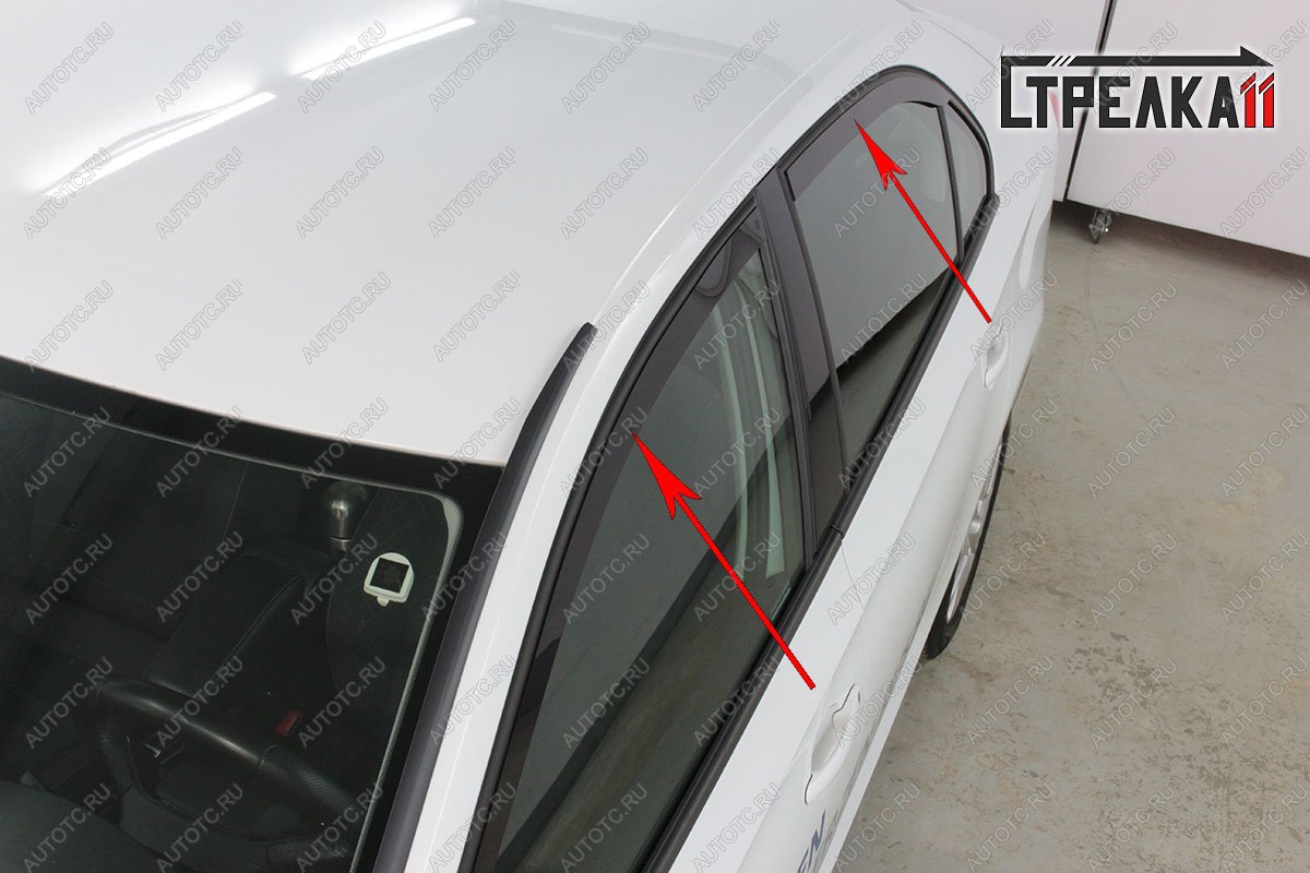 6 999 р. Дефлекторы окон 2D Стрелка11  Volkswagen Polo  5 (2009-2020) седан дорестайлинг, хэтчбек дорестайлинг, седан рестайлинг, хэтчбек рестайлинг (черные с хром накладками)  с доставкой в г. Пермь