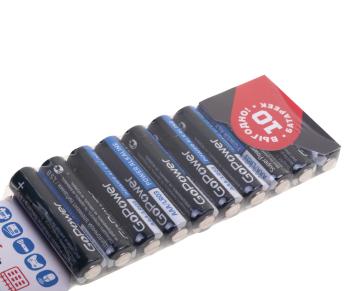 319 р. Батарейка AAA LR03 1.5V блистер 10шт. Alkaline GOPOWER  с доставкой в г. Пермь. Увеличить фотографию 2