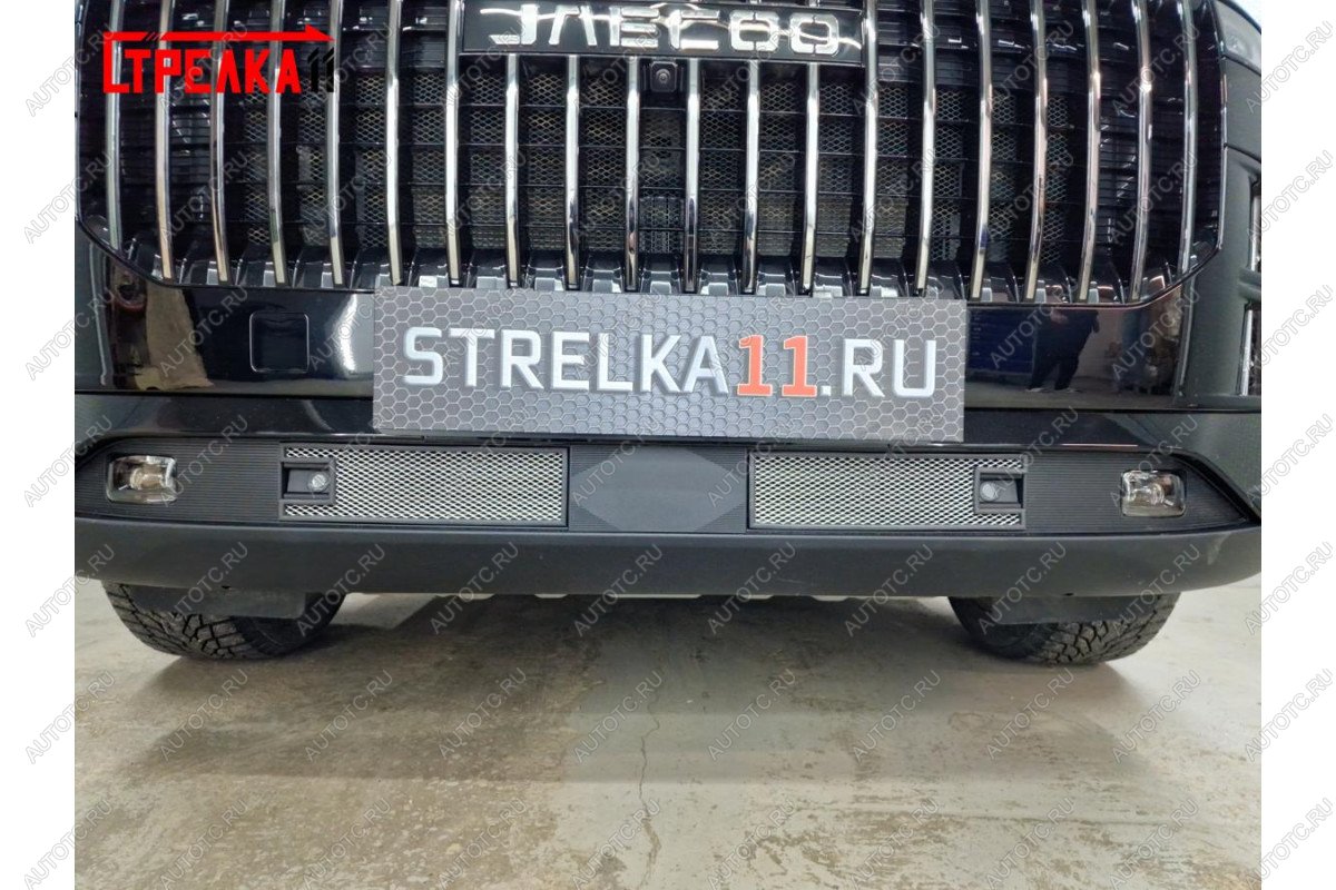 2 579 р. Защитная сетка радиатора (2 части)(низ) Стрелка11 JAECOO J7 (2023-2025) (черная)  с доставкой в г. Пермь