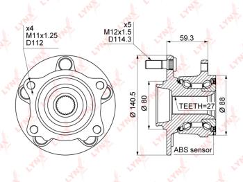 Ступица MITSUBISHI Outlander (06-),Lancer (08-) (2.0) задняя с подшипником LYNX