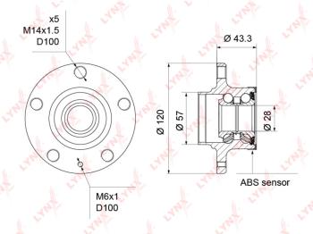 4 549 р. Ступица VW Polo,Suran AUDI A1,A2 SEAT Ibiza SKODA Fabia задняя с подшипником LYNX  с доставкой в г. Пермь. Увеличить фотографию 4