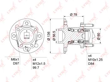 5 899 р. Ступица OPEL Astra F (98-02),Vectra A (88-95) колеса заднего с АБС LYNX  с доставкой в г. Пермь. Увеличить фотографию 7