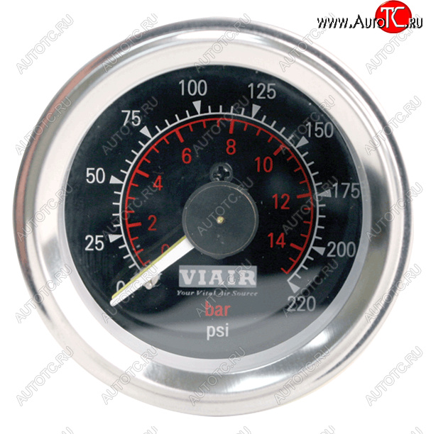 5 799 р. Манометр VIAIR 2 220 PSI, 2 контура, с подсветкой, черный Viair 90080  с доставкой в г. Пермь