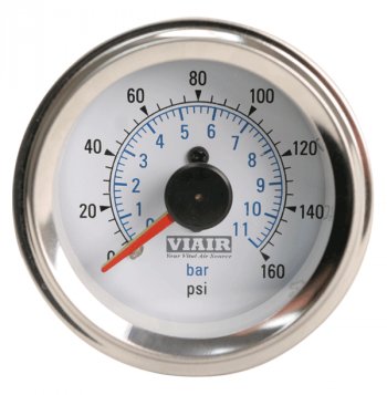 5 799 р. Манометр VIAIR 2 160 PSI, 2 контура, с подсветкой, белый Viair 90083  с доставкой в г. Пермь. Увеличить фотографию 1