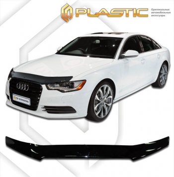 2 099 р. Дефлектор капота (рынок РФ) CA-Plastic Audi A6 C7 дорестайлинг, седан (2010-2014) (серия Сlassic черный, без надписи)  с доставкой в г. Пермь. Увеличить фотографию 2