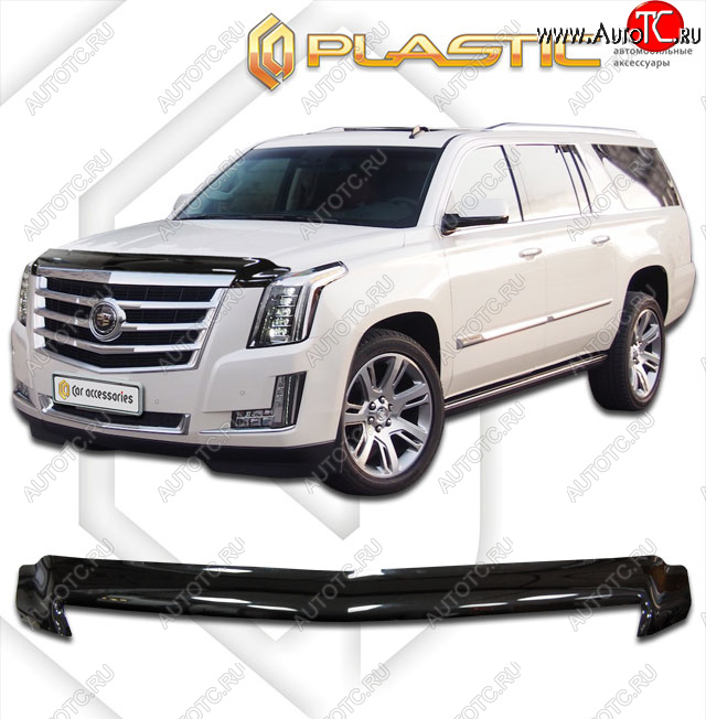 2 159 р. Дефлектор капота CA-Plastic  Cadillac Escalade  GMTK2 джип 5 дв. (2015-2020) короткая база (classic черный, без надписи)  с доставкой в г. Пермь
