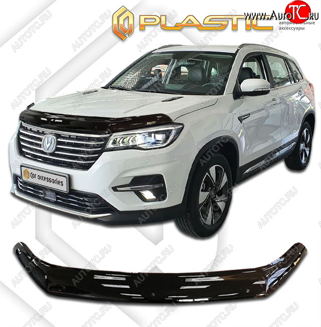 1 999 р. Дефлектор капота CA-Plastic  Changan CS75 (2018-2022) 1-ый рестайлинг (classic черный, без надписи)  с доставкой в г. Пермь
