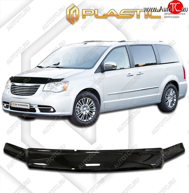 2 159 р. Дефлектор капота CA-Plastic  Chrysler Grand Voyager (2011-2016)  рестайлинг (classic черный, без надписи)  с доставкой в г. Пермь