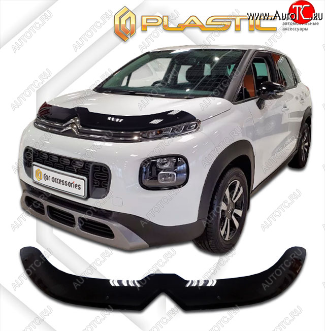 2 079 р. Дефлектор капота CA-Plastic  CITROEN C3 Aircross (2017-2021) дорестайлинг (classic черный, без надписи)  с доставкой в г. Пермь