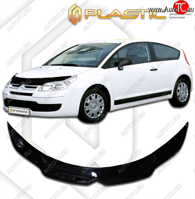 2 199 р. Дефлектор капота CA-Plastic  CITROEN C4 (2008-2011)  рестайлинг, хэтчбэк 3 дв.,  рестайлинг, хэтчбэк 5 дв. (classic черный, без надписи)  с доставкой в г. Пермь