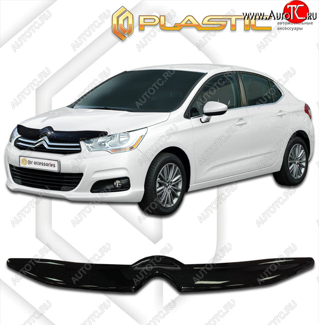 1 899 р. Дефлектор капота CA-Plastic  CITROEN C4  B7 (2013-2022) седан дорестайлинг, седан рестайлинг (classic черный, без надписи)  с доставкой в г. Пермь