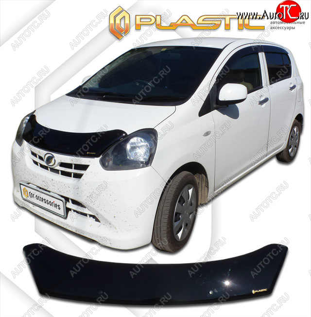 1 999 р. Дефлектор капота CA-Plastic  Daihatsu Mira e:S  LA300S,LA310S (2011-2017) дорестайлинг, рестайлинг (classic черный, без надписи)  с доставкой в г. Пермь