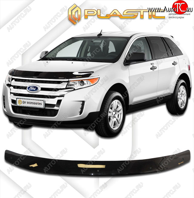 1 999 р. Дефлектор капота CA-Plastic  Ford Edge  U387 (2011-2015) рестайлинг (classic черный, без надписи)  с доставкой в г. Пермь