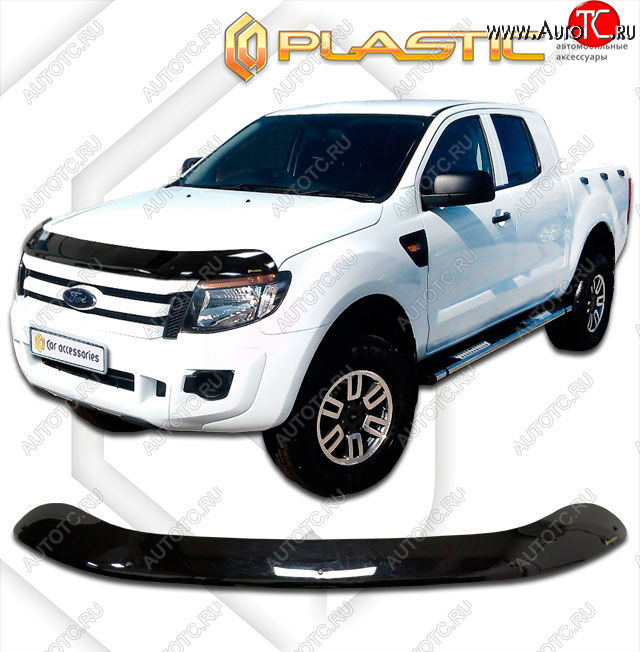 2 199 р. Дефлектор капота CA-Plastic  Ford Ranger  RapCab (2011-2016) дорестайлинг (classic черный, без надписи)  с доставкой в г. Пермь