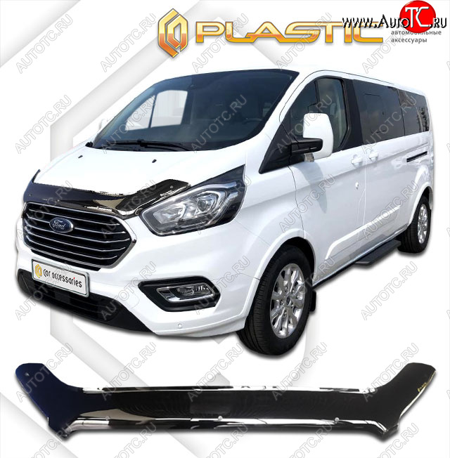2 079 р. Дефлектор капота CA-Plastic  Ford Tourneo Custom (2017-2021) рестайлинг (classic черный, без надписи)  с доставкой в г. Пермь