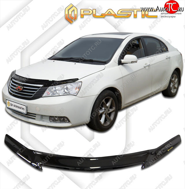 2 079 р. Дефлектор капота CA-Plastic  Geely Emgrand EC7 (2009-2018) седан дорестайлинг, седан 1-ый рестайлинг (classic черный, без надписи)  с доставкой в г. Пермь