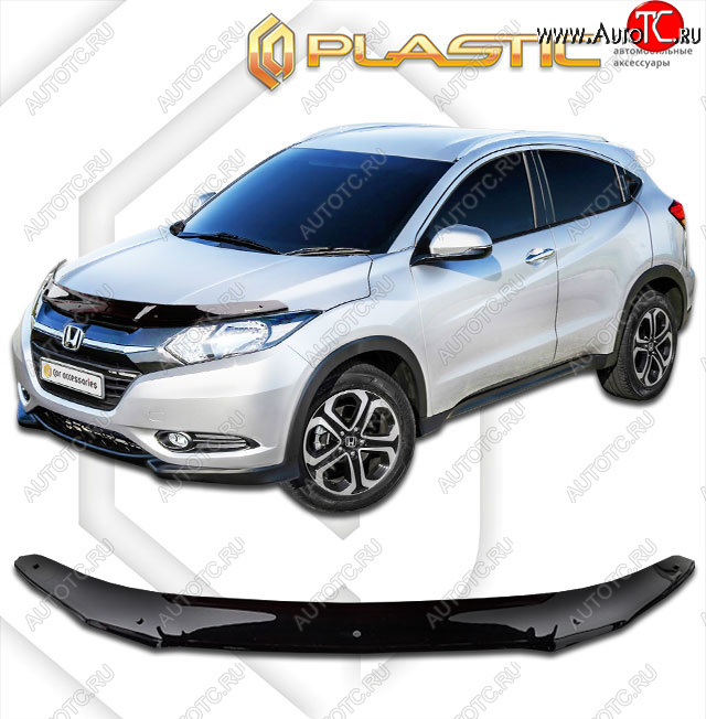 1 999 р. Дефлектор капота CA-Plastic  Honda HR-V  RU (2014-2018) дорестайлинг (classic черный, без надписи)  с доставкой в г. Пермь