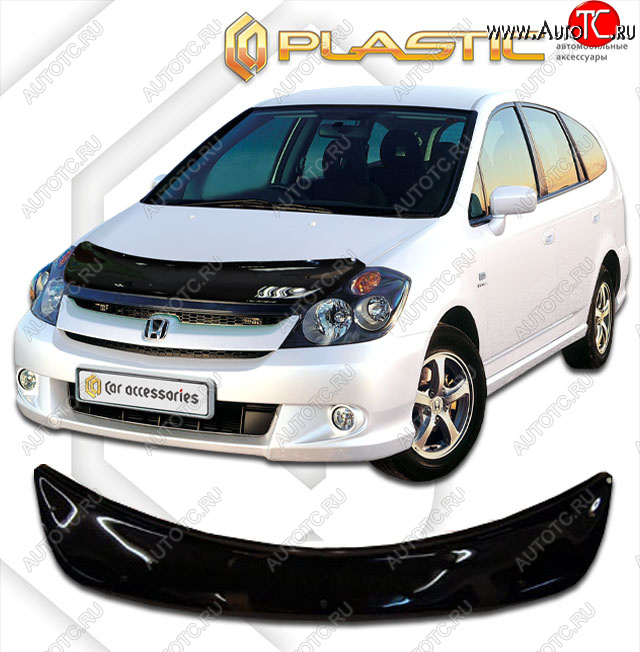 2 159 р. Дефлектор капота CA-Plastic  Honda Stream  1 RN2,RN4, RN1, RN3, RN5 (2003-2006) рестайлинг (classic черный, без надписи)  с доставкой в г. Пермь