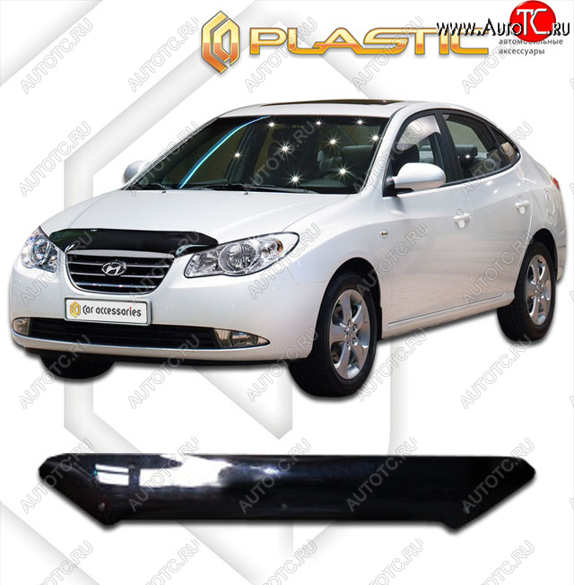 1 759 р. Дефлектор капота CA-Plastic  Hyundai Avante (2006-2010) (classic черный, без надписи)  с доставкой в г. Пермь