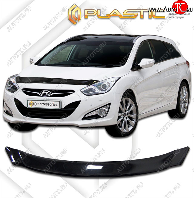 1 899 р. Дефлектор капота CA-Plastic  Hyundai I30  2 GD (2011-2017) дорестайлинг универсал, рестайлинг универсал (classic черный, без надписи)  с доставкой в г. Пермь