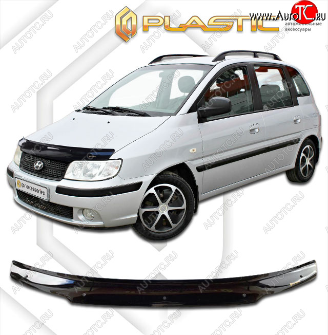 1 899 р. Дефлектор капота CA-Plastic  Hyundai Matrix  1 FC (2005-2008) 1-ый рестайлинг (classic черный, без надписи)  с доставкой в г. Пермь