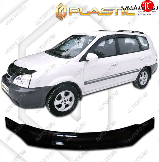 2 159 р. Дефлектор капота CA-Plastic  KIA Carens  FC, RS (2002-2006) рейсталинг (classic черный, без надписи)  с доставкой в г. Пермь