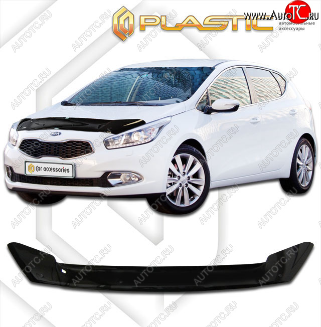 1 999 р. Дефлектор капота CA-Plastic  KIA Ceed  2 JD (2015-2018) рестайлинг, хэтчбэк (classic черный, без надписи)  с доставкой в г. Пермь
