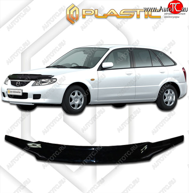 1 999 р. Дефлектор капота CA-Plastic  Mazda 323/Familia  седан (2000-2004) BJ рестайлинг (classic черный, без надписи)  с доставкой в г. Пермь