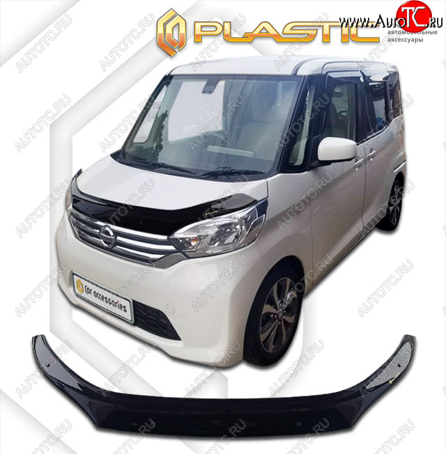 1 999 р. Дефлектор капота CA-Plastic  Mitsubishi eK Space  B11A (2014-2016) (classic черный, без надписи)  с доставкой в г. Пермь