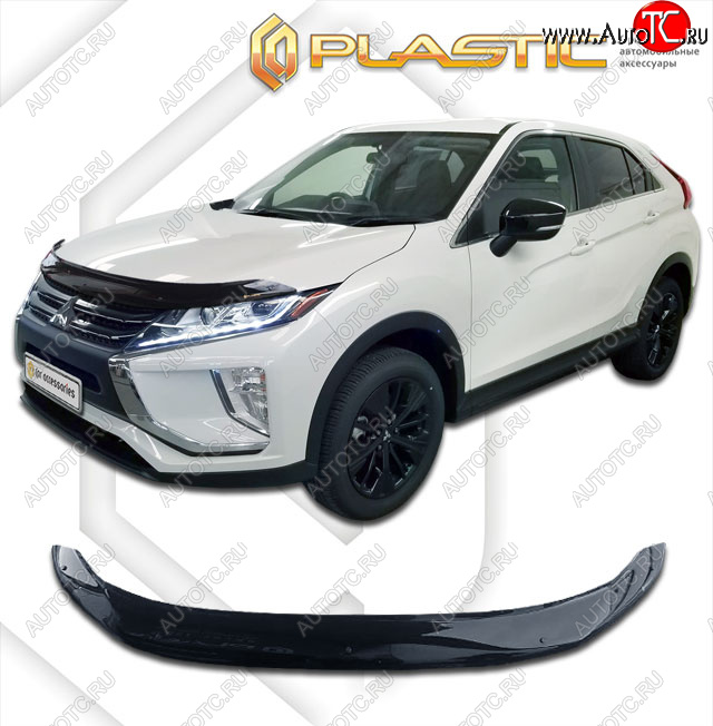 2 199 р. Дефлектор капота CA-Plastic  Mitsubishi Eclipse Cross  GK (2017-2021) дорестайлинг (cерия Сlassic черный, без надписи)  с доставкой в г. Пермь