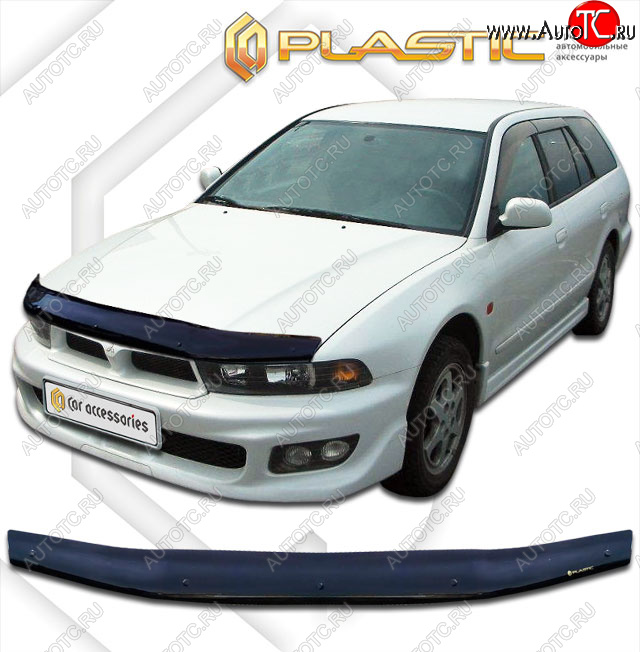 1 899 р. Дефлектор капота CA-Plastic  Mitsubishi Legnum  EA,EC универсал (1996-2002) дорестайлинг, рестайлинг (classic черный, без надписи)  с доставкой в г. Пермь