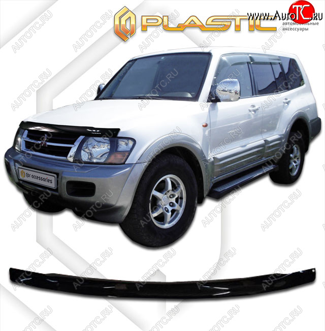 2 079 р. Дефлектор капота CA-Plastic  Mitsubishi Pajero  3 V60 (2003-2006) рестайлинг (cерия Сlassic черный, без надписи)  с доставкой в г. Пермь