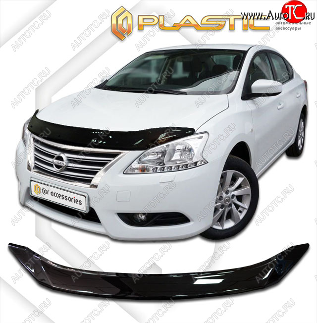 2 079 р. Дефлектор капота CA-Plastic  Nissan Bluebird Sylphy  седан (2012-2025) NB17 (classic черный, без надписи)  с доставкой в г. Пермь