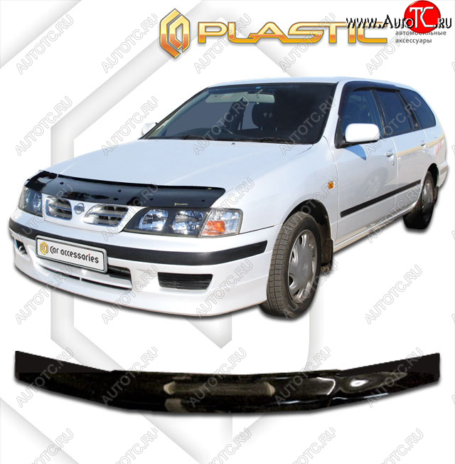 1 899 р. Дефлектор капота CA-Plastic  Nissan Primera  P11 (1997-2000) дорестайлинг универсал (серия Сlassic черный, без надписи)  с доставкой в г. Пермь
