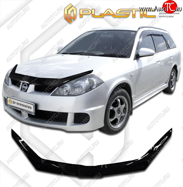 1 999 р. Дефлектор капота CA-Plastic  Nissan Wingroad  2 Y11 (2001-2005) рестайлинг универсал (classic черный, без надписи)  с доставкой в г. Пермь