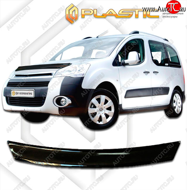 1 839 р. Дефлектор капота CA-Plastic Peugeot Partner Tepee (2008-2012) (classic черный, без надписи)  с доставкой в г. Пермь