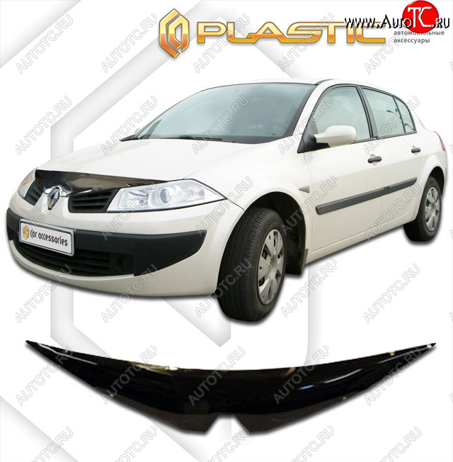 2 079 р. Дефлектор капота CA-Plastic  Renault Megane  универсал (2006-2009)  рестайлинг (classic черный, без надписи)  с доставкой в г. Пермь
