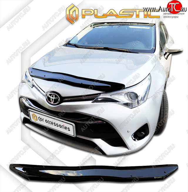 1 839 р. Дефлектор капота CA-Plastic Toyota Avensis T270 седан 2-ой рестайлинг (2015-2018) (classic черный, без надписи)  с доставкой в г. Пермь