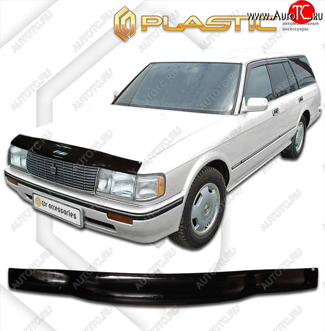 1 999 р. Дефлектор капота CA-Plastic  Toyota Crown  S130 (1991-1999) универсал 2-ой рестайлинг (classic черный, без надписи)  с доставкой в г. Пермь
