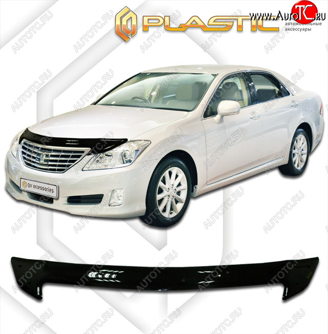 2 159 р. Дефлектор капота CA-Plastic  Toyota Crown  S200 (2008-2012) дорестайлинг, рестайлинг (classic черный, без надписи)  с доставкой в г. Пермь