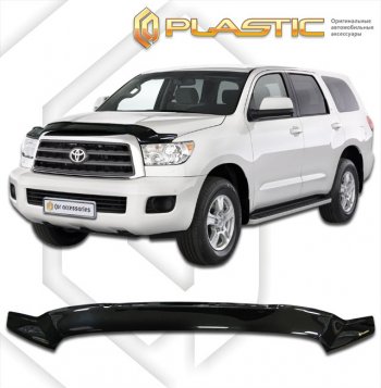 2 159 р. Дефлектор капота CA-Plastic Toyota Sequoia XK60 дорестайлинг (2007-2017) (серия Сlassic черный, без надписи)  с доставкой в г. Пермь. Увеличить фотографию 2