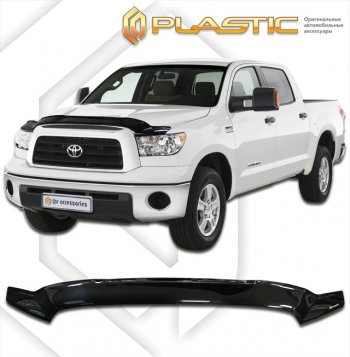 2 159 р. Дефлектор капота (Double Cab) CA-Plastic  Toyota Tundra  XK50 (2007-2013) дорестайлинг, 1-ый рестайлинг (серия Сlassic черный, без надписи)  с доставкой в г. Пермь. Увеличить фотографию 2
