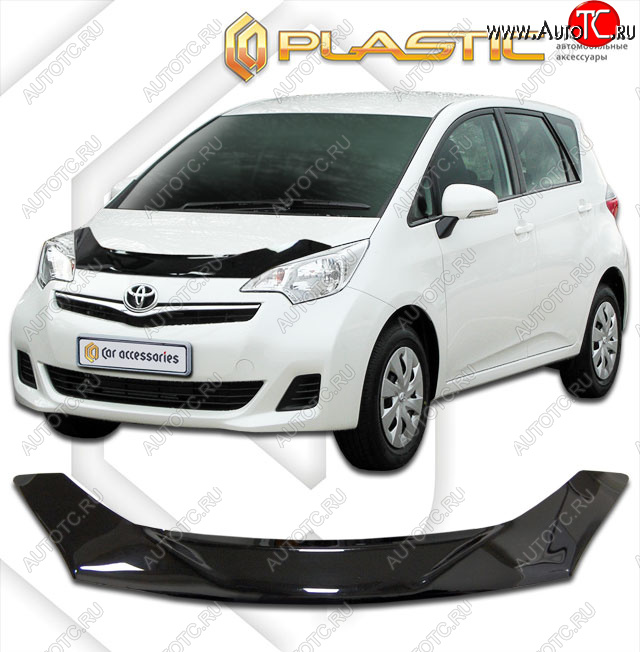 2 079 р. Дефлектор капота CA-Plastic  Toyota Verso S  P120 (2010-2014) хэтчбэк 5 дв. дорестайлинг (classic черный, без надписи)  с доставкой в г. Пермь