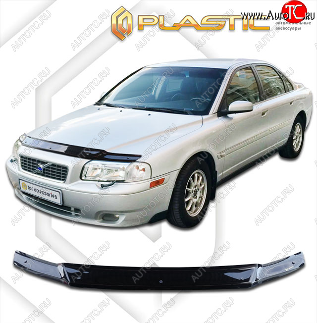 1 899 р. Дефлектор капота CA-Plastic  Volvo S80  TS седан (1998-2006) дорестайлинг, рестайлинг (classic черный, без надписи)  с доставкой в г. Пермь