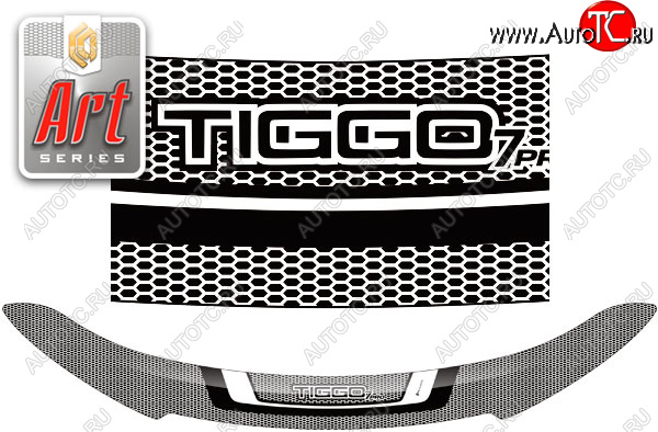 2 299 р. Дефлектор капота CA-Plastic  Chery Tiggo 7 PRO (2019-2025) (серия Art белая)  с доставкой в г. Пермь