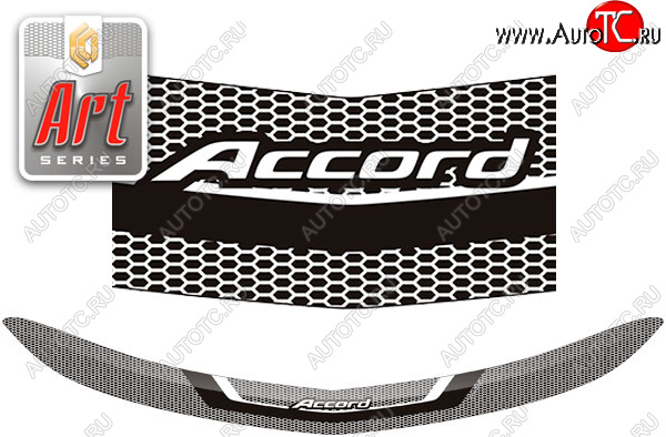2 159 р. Дефлектор капота CA-Plastic  Honda Accord  8 CU (2008-2013) седан дорестайлинг, седан рестайлинг (серия ART белая)  с доставкой в г. Пермь