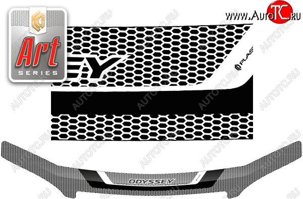 2 399 р. Дефлектор капота CA-Plastic  Honda Odyssey  2 (1999-2003) (серия ART белая)  с доставкой в г. Пермь