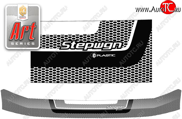 2 299 р. Дефлектор капота CA-Plastic  Honda StepWagon  RF3,RF4 (2003-2005) минивэн рестайлинг (серия ART белая)  с доставкой в г. Пермь