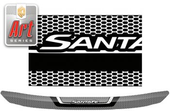 Дефлектор капота CA-Plastic Hyundai Santa Fe  TM (2018-2022) дорестайлинг, рестайлинг (серия ART белая)